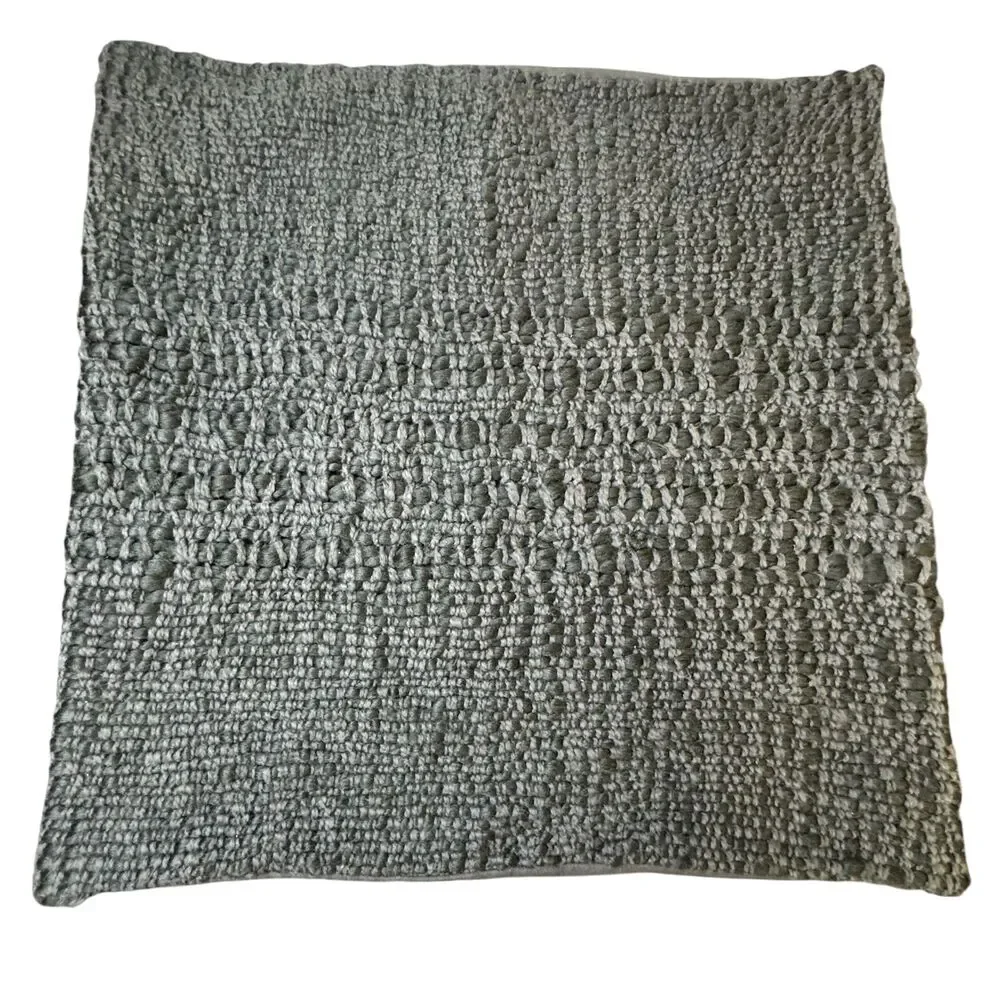 West Elm Cozy Weave Pillow Cover Slate Gray Handwoven Chunky Knit 24x24